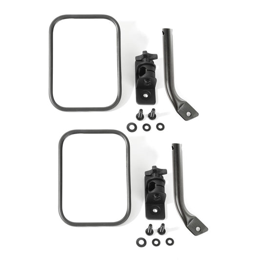 Rugged Ridge 97-18 Jeep Wrangler Textured Black Rectangular Stubby Trail Mirror Kit