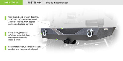 DV8 Offroad 07-18 Jeep Wrangler JK Steel Mid Length Rear Bumper