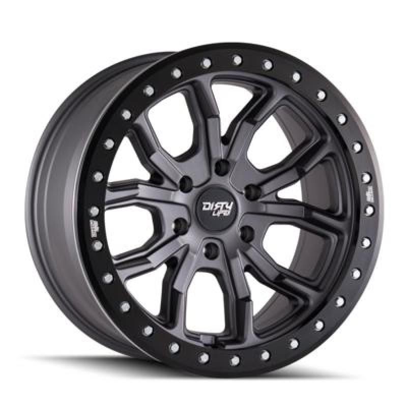 Dirty Life 9303 DT-1 17x9/5x127 BP/-12mm Offset/78.1mm Hub Matte Gunmetal Wheel - Simulated Rashring