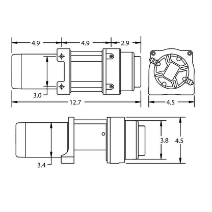 Superwinch 2500 LBS 12V DC 3/16in x 40ft Steel Rope Terra 2500 Winch - Gray Wrinkle