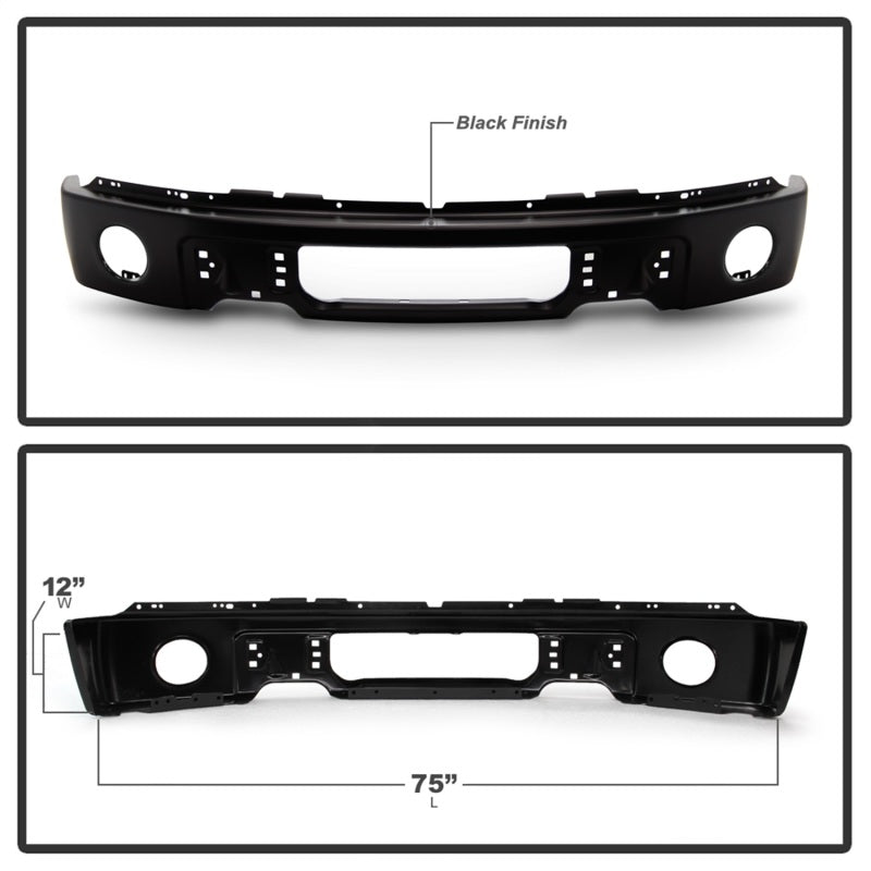 Spyder Ford F150 09-14 w/Fog Light Hole Front Bumper - Black (OEM # 9L3Z17757DPTM)