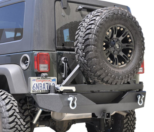 DV8 Offroad 07-18 Jeep Wrangler JK Aluminum Rear Bumper w/ Tire Carrier - Black