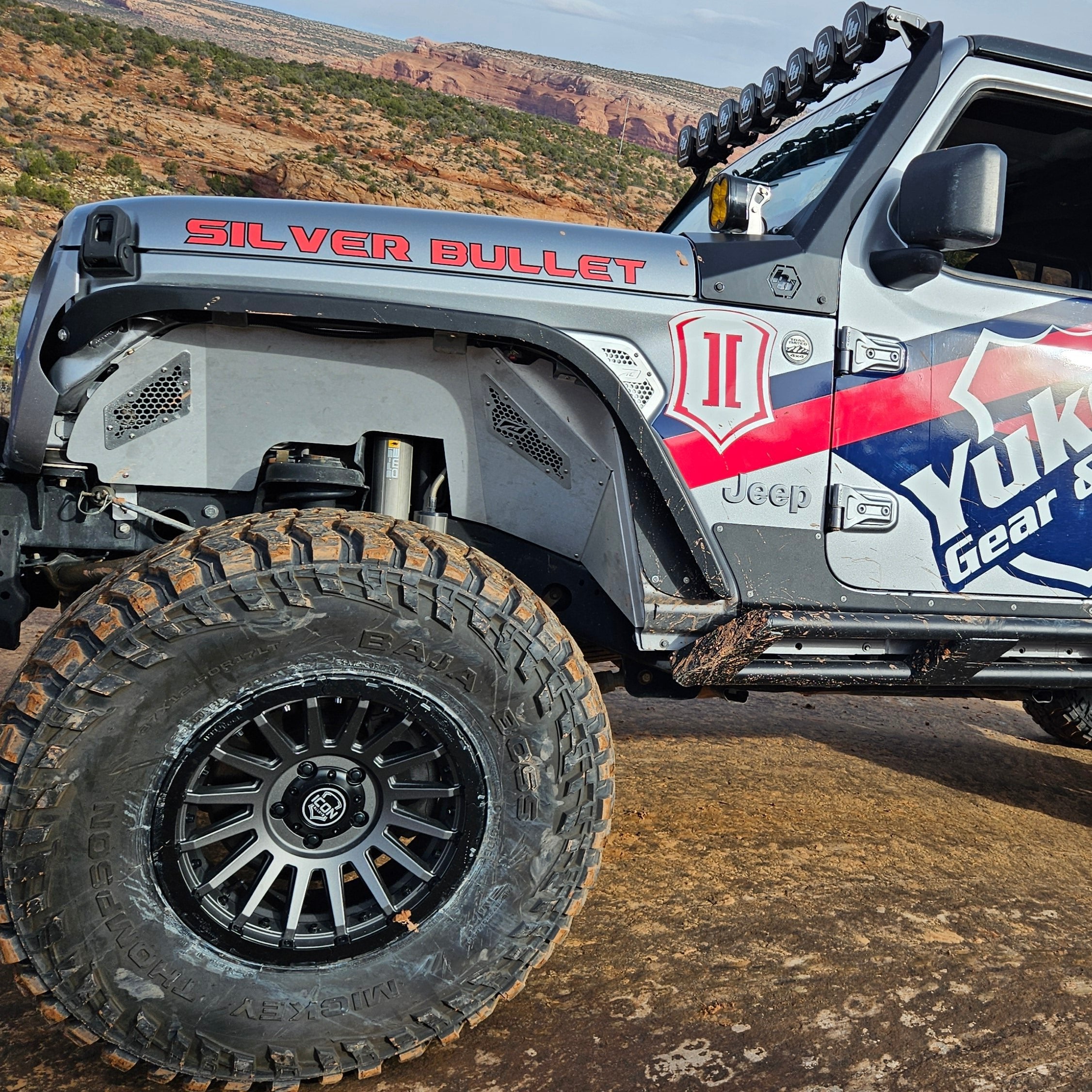 Jeep with a lift kit installed by Sexton Offroad in Salt Lake City and Park City, UT, enhancing off-road capability and ground clearance.