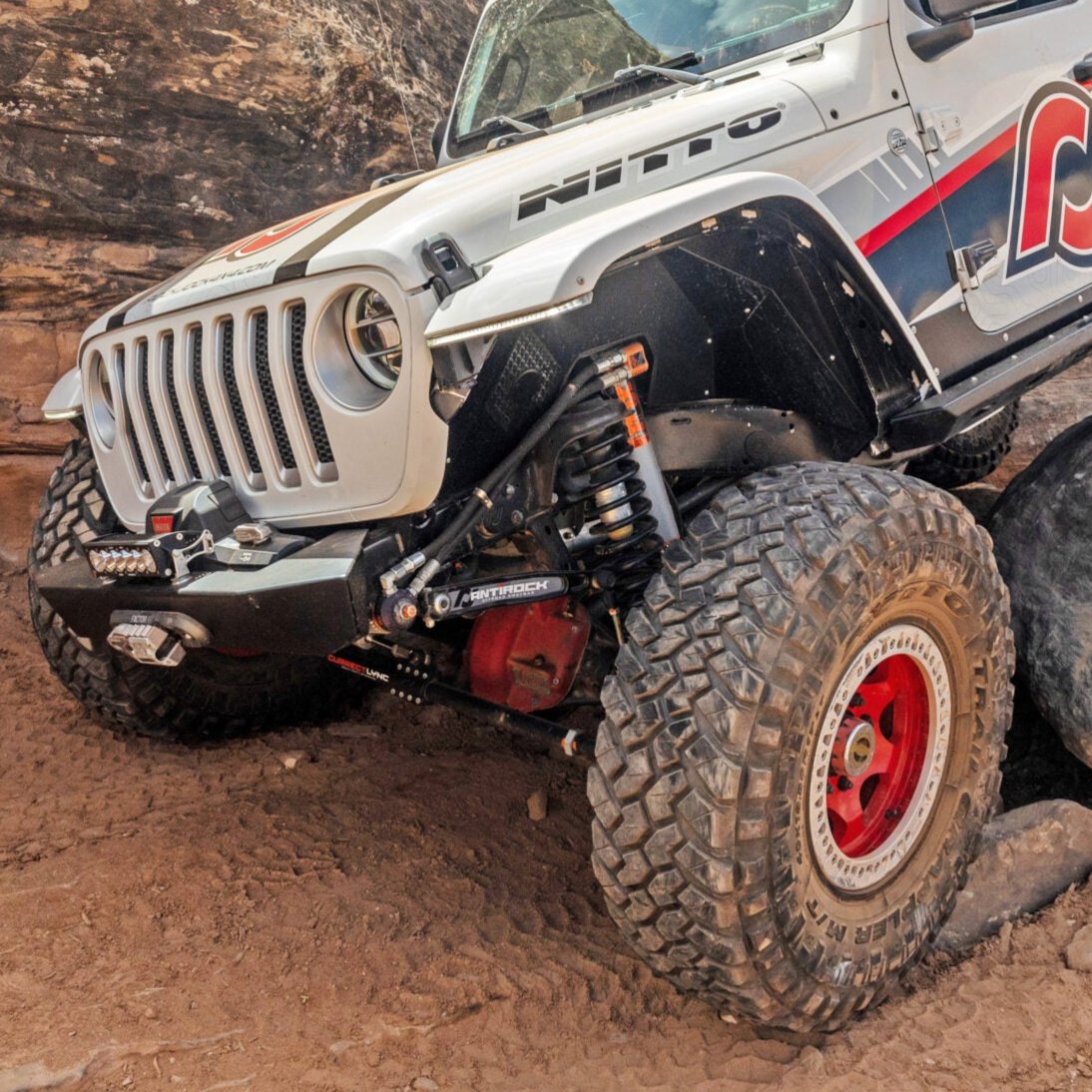 Jeep articulation with sway bar at Sexton Offroad in Salt Lake City and Park City, UT, showcasing improved off-road flexibility and suspension performance.