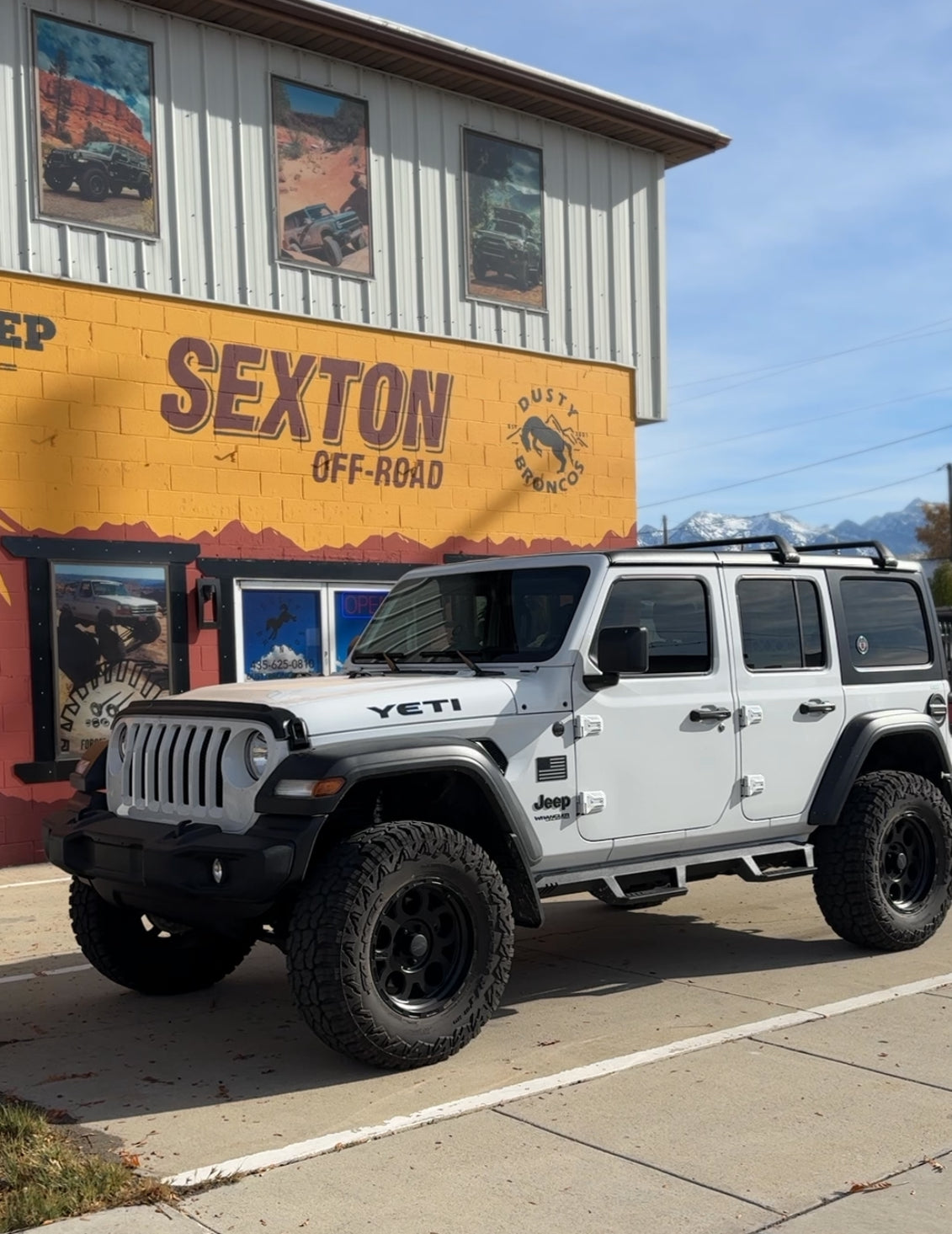 Lifted diesel Jeep Wrangler at Sexton Offroad in Salt Lake City and Park City, UT, featuring custom suspension upgrades for enhanced off-road performance and rugged durability.