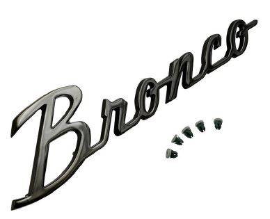 “Bronco” Fender Emblem - Black Chrome w/ Clips